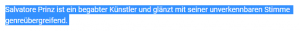 Salvatore Prinz YouTube Premiere Text